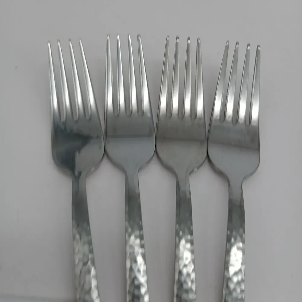4X SF Splendide 18/10 Stainless Flatware Hammered Mali David Shaw Salad Forks